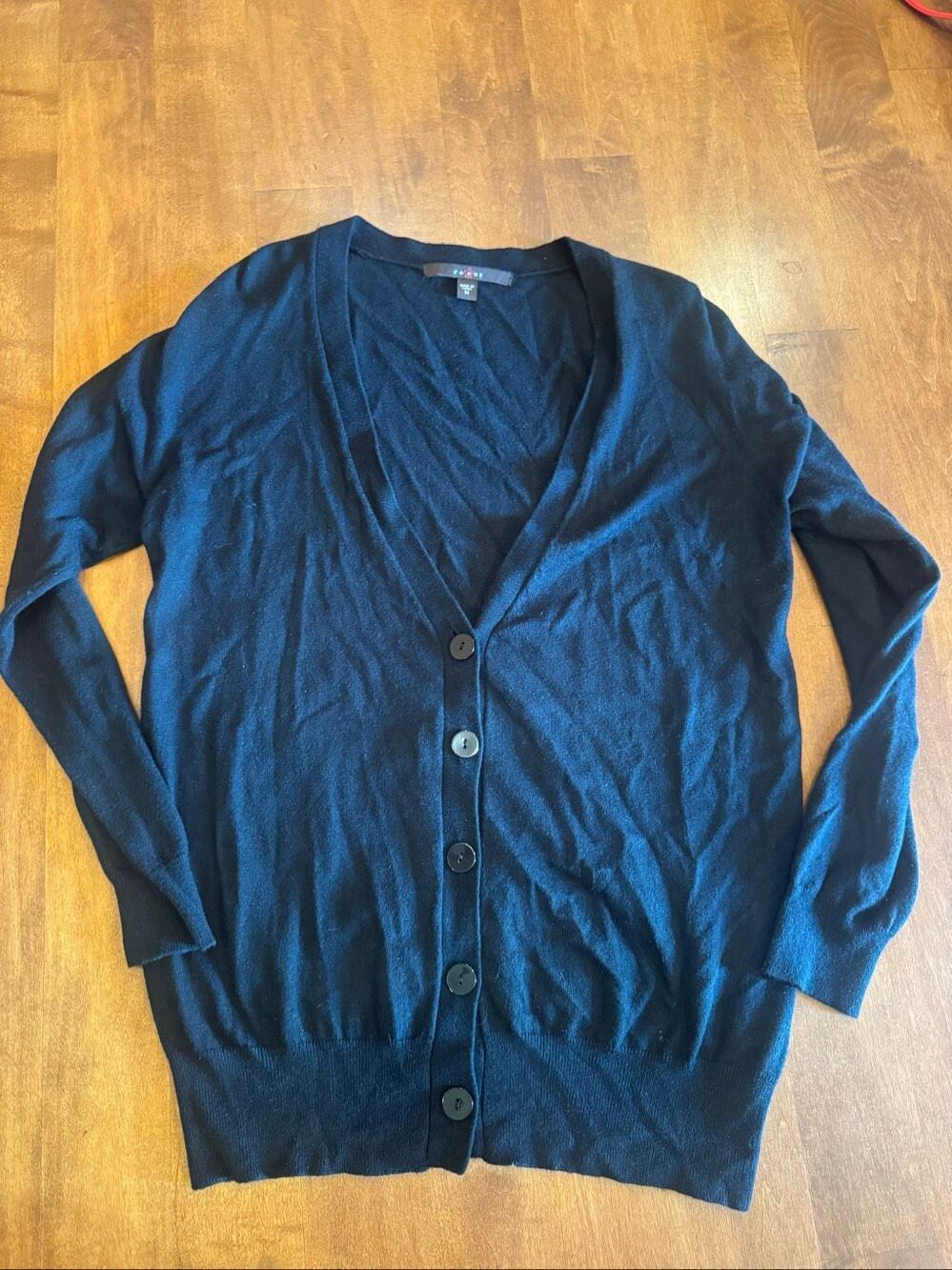 Fever Women’s M Black Cashmere Blend Button Front V-Neck Cardigan Sweater
